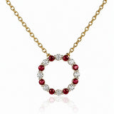 Ruby & Diamond Circle Pendant set in 18ct White Gold (chain sold separately)
