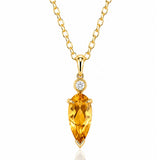 Citrine & Diamond Pendant in Yellow Gold (chain sold separately)