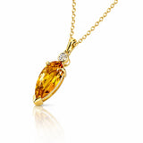 Citrine & Diamond Pendant in Yellow Gold (chain sold separately)