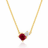 Burmese Ruby & Diamond Pendant with chain in 18ct Yellow Gold