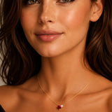 Burmese Ruby & Diamond Pendant with chain in 18ct Yellow Gold
