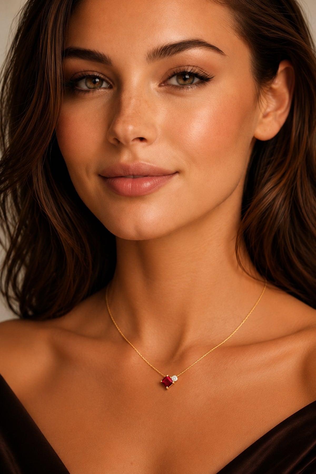 Burmese Ruby & Diamond Pendant with chain in 18ct Yellow Gold