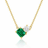 Zambian Emerald & Diamond Pendant with chain in 18ct Yellow Gold
