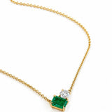 Zambian Emerald & Diamond Pendant with chain in 18ct Yellow Gold