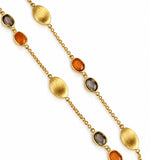 Yellow Gold Italian Amethyst and Quartz Station Necklace