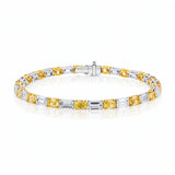 Fancy Yellow and White Diamond Tennis Bracelet in 18ct Yellow & White Gold