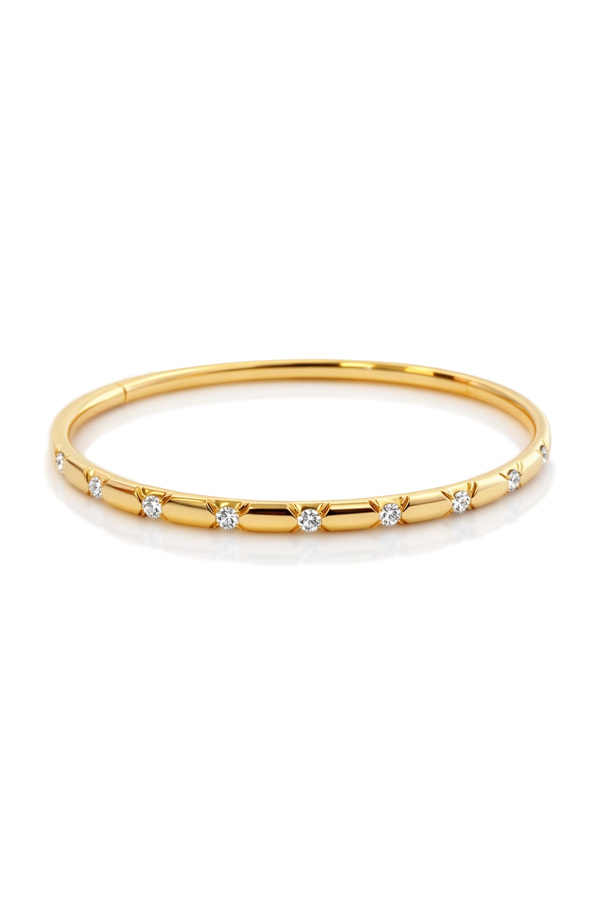 18ct Yellow Gold Italian Diamond Hinged Bangle