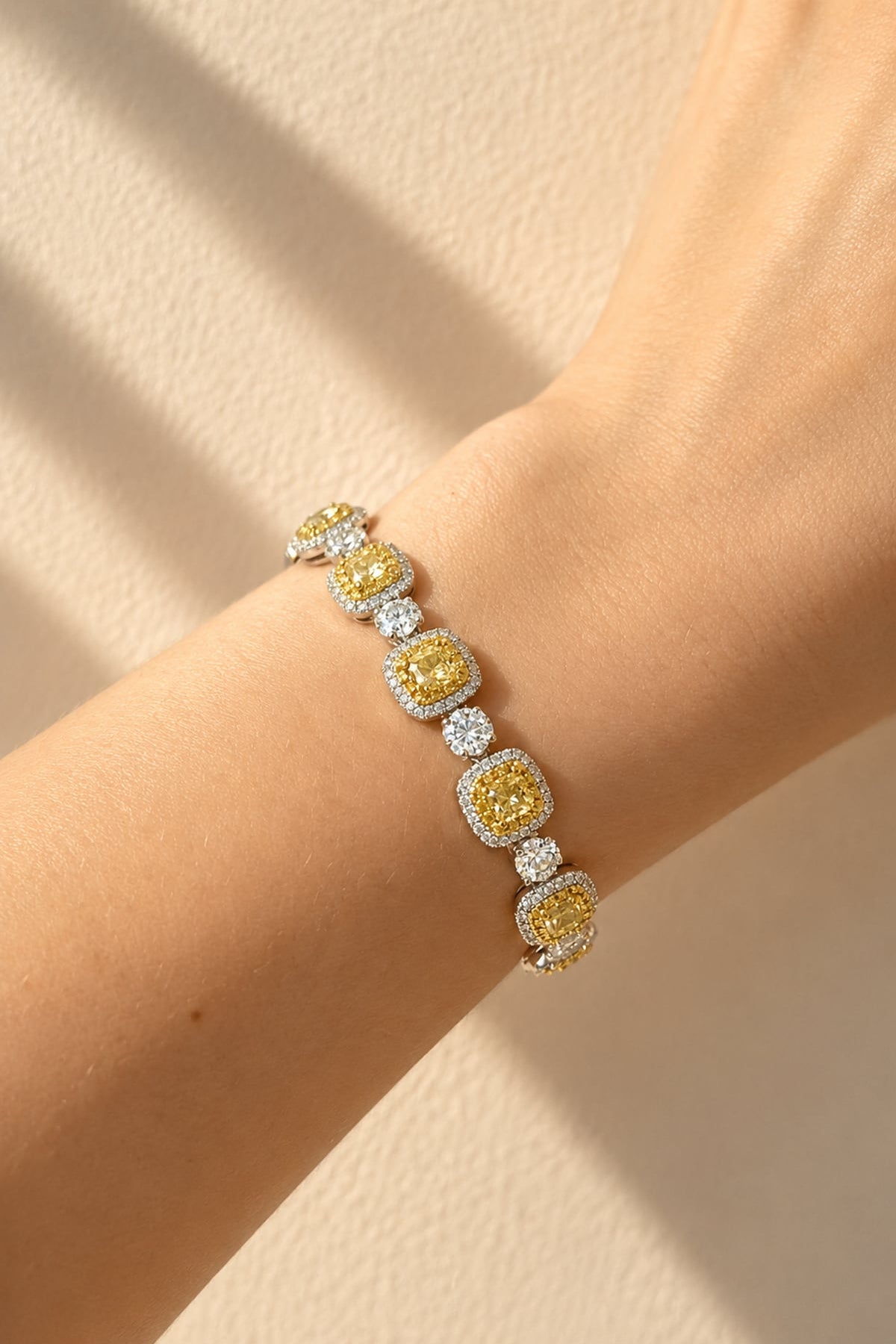 Fancy Yellow & White Diamond Bracelet in 18ct White & Yellow Gold