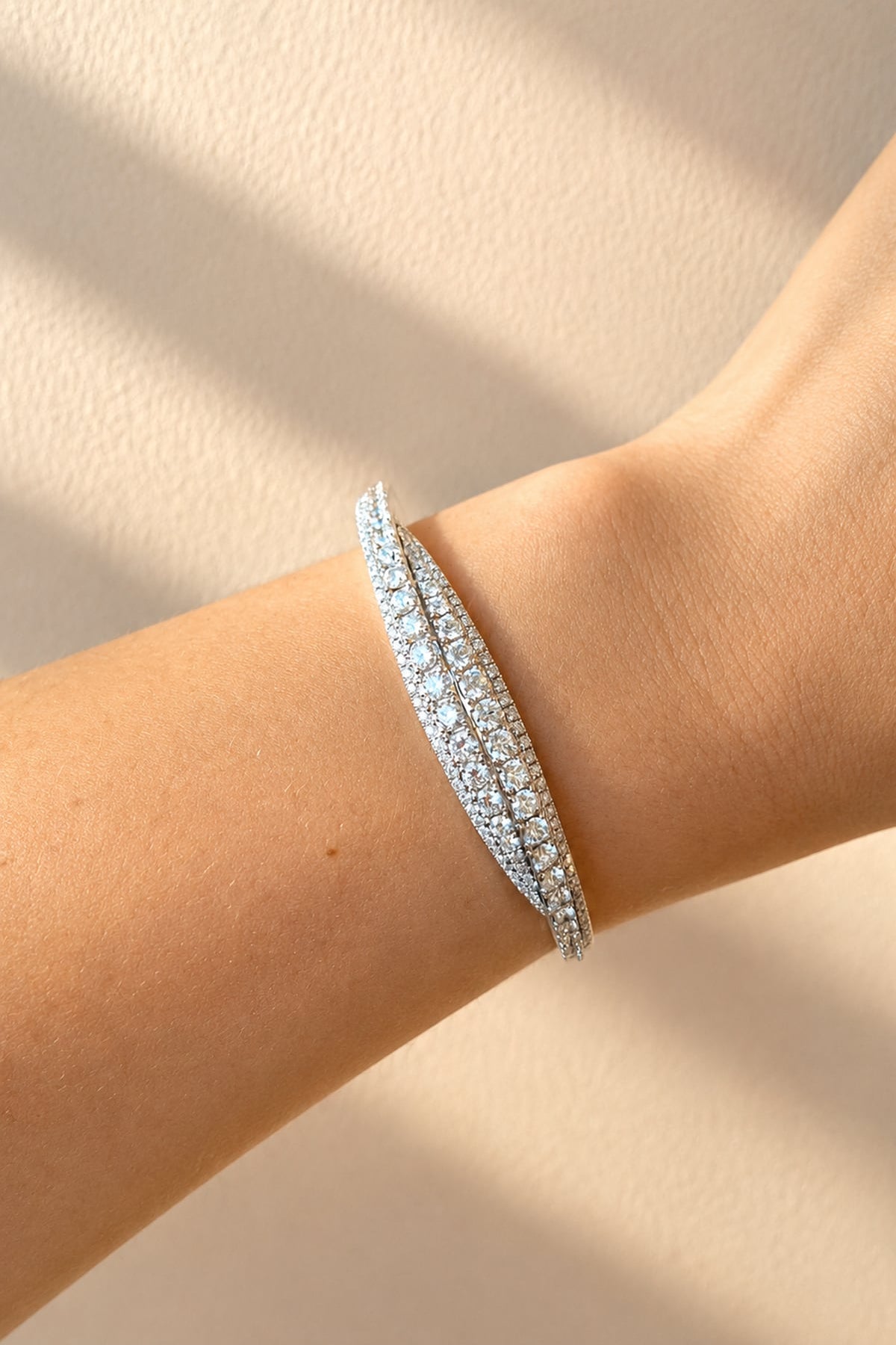 Four Row Diamond Wrap Bangle in 18ct White Gold