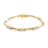 Curved Bar Diamond Bracelet in 18ct Yellow Gold