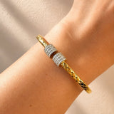 Diamond Braided Cuff Bangle in 18ct Yellow & White Gold