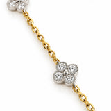 Diamond Flower Station Bracelet in 18ct Yellow & White Gold