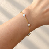 Diamond Flower Station Bracelet in 18ct Yellow & White Gold