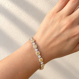 Fancy Yellow Cushion Cut Diamond Halo Bracelet in White & Yellow Gold
