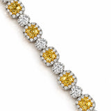 Fancy Yellow Cushion Cut Diamond Halo Bracelet in White & Yellow Gold