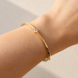 Diamond Tension Set Bangle set in 14ct Yellow Gold