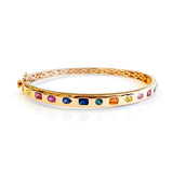 Rainbow Sapphire Hinged Bangle in 18ct Rose Gold