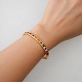 Rainbow Sapphire Hinged Bangle in 18ct Rose Gold