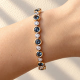 Grey Spinel and Diamond Tennis Bracelet in 18ct Two Tone Gold