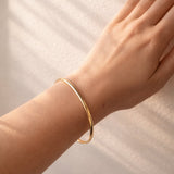 Solid D-Shape Bangle in 9ct Yellow Gold