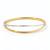 Open Style Hinged Hollow Bangle in 9ct Yellow & White Gold