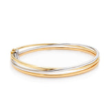 Three-Tone Gold Crossover Hinged Bangle