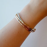 Three-Tone Gold Crossover Hinged Bangle