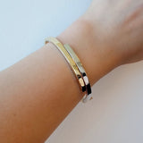 Hinged Hollow Bangle in 9ct Yellow & White Gold