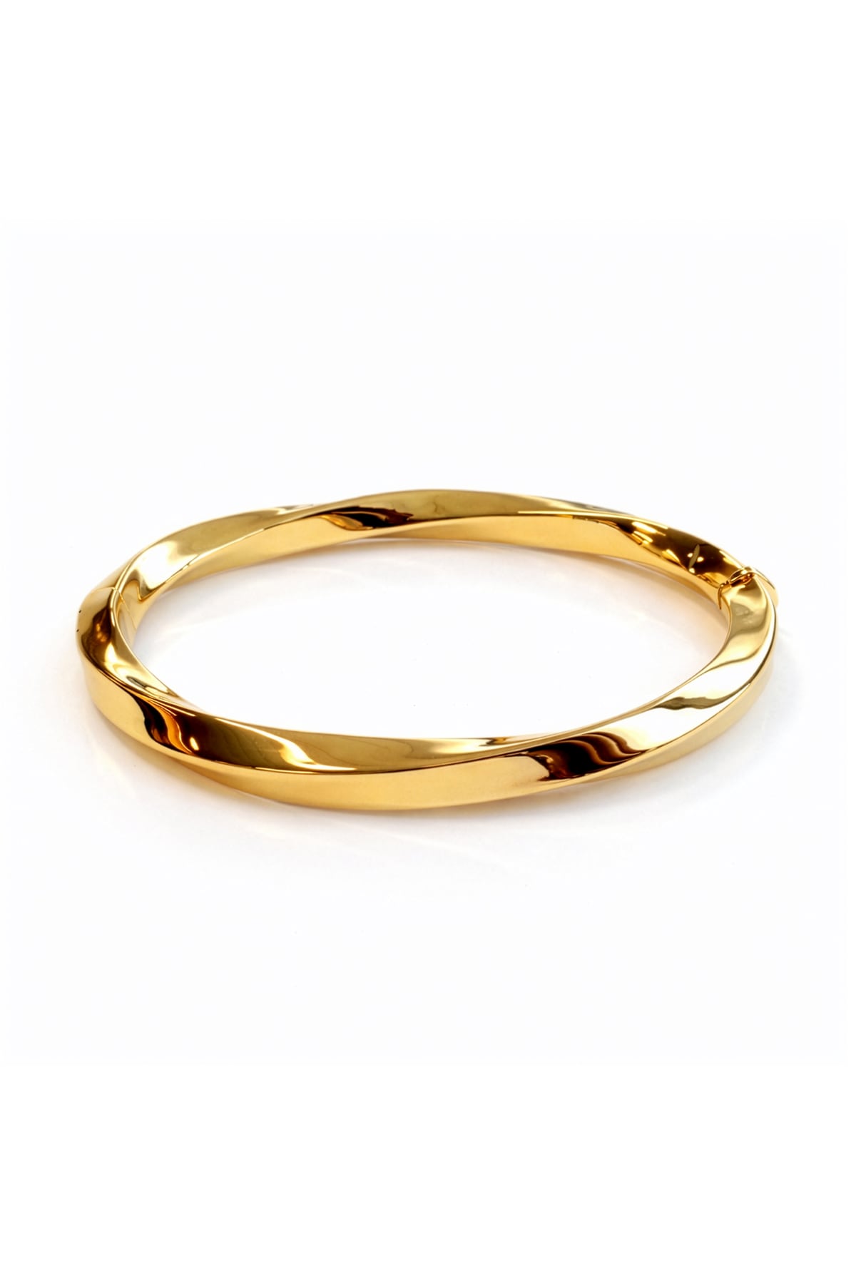 Fancy Twisted Italian Hinged Bangle In 14 Carat Yellow Gold from LeGassick Jewellery, Gold Coast, Australia.