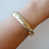 Italian Dome Bangle with Crosshatch Design in 14ct Yellow Gold