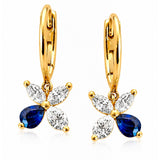 Sapphire & Diamond Cluster Drop Earrings in 18ct Yellow Gold