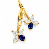 Sapphire & Diamond Cluster Drop Earrings in 18ct Yellow Gold