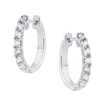 18ct White Gold Diamond Set Oval Huggie Earrings