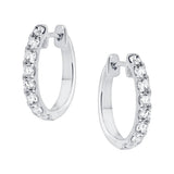 18ct White Gold Diamond Set Oval Huggie Earrings