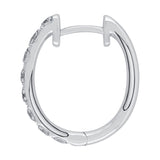 18ct White Gold Diamond Set Oval Huggie Earrings