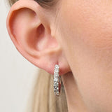 18ct White Gold Diamond Set Oval Huggie Earrings