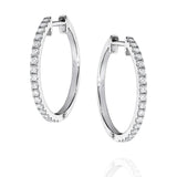 18ct White Gold Diamond Set Round Hoop Earrings