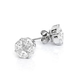 Princess & Marquise Diamond Cluster Stud Earrings in 18ct White Gold