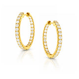 Diamond Set Round Huggie Hoop Earrings in 18ct Yellow Gold