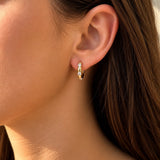 Round Brilliant Cut Diamond Huggie Hoop Earrings in Yellow Gold