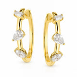 Six Diamond Huggie Earrings in 18ct Yellow Gold