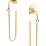 Large Rectangle Diamond Hoop Earrings in 18ct Yellow Gold