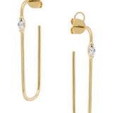 Large Rectangle Diamond Hoop Earrings in 18ct Yellow Gold