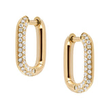 Half Pave Mini Huggie Earrings in 14ct Yellow Gold