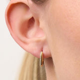 Half Pave Mini Huggie Earrings in 14ct Yellow Gold