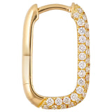 Pave Rectangle Huggie Earrings In 18ct Yellow Gold