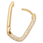 Half Pave Mini Huggie Earrings in 14ct Yellow Gold