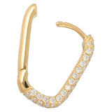 Half Pave Mini Huggie Earrings in 14ct Yellow Gold