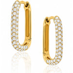 Pave Rectangle Huggie Earrings In 18ct Yellow Gold