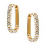 Pave Rectangle Huggie Earrings In 18ct Yellow Gold